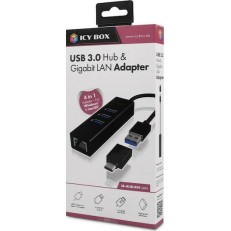 Icy Box USB 3.0 Hub 4 Θυρών με σύνδεση USB-C / USB-A / Ethernet
