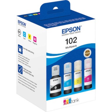 Epson 102 Γνήσιο Πακέτο 4 Μελανιών Εκτυπωτή InkJet Κίτρινο / Κυανό / Ματζέντα / Μαύρο (C13T03R640)