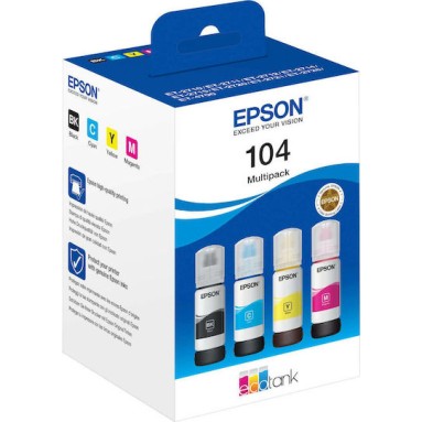 Epson 104 Γνήσιο Πακέτο 4 Μελανιών Εκτυπωτή InkJet Κίτρινο / Κυανό / Ματζέντα / Μαύρο (C13T00P640)