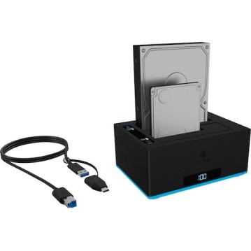 Icy Box Docking Station για 2 Σκληρούς Δίσκους SATA 3.5