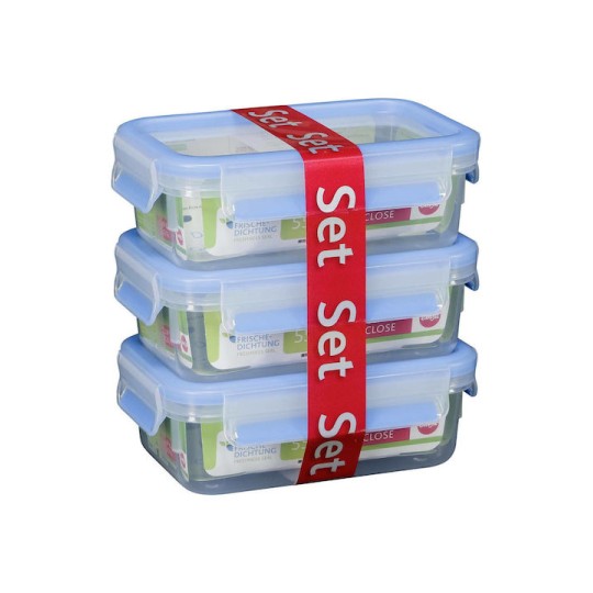 Emsa Clip & Close Σετ Δοχεία Φαγητού Πλαστικά Blue 17.5x12.5cm 3τμχ