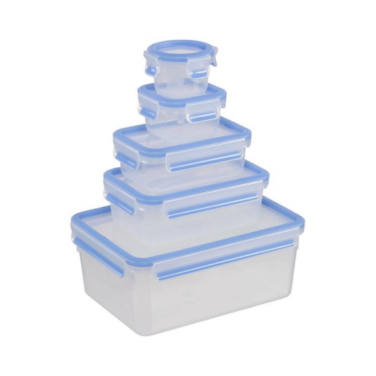 Emsa Clip & Close Σετ Δοχεία Φαγητού Πλαστικά Transparent/Blue 40cm 5τμχ