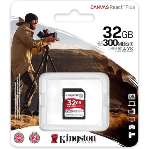Kingston Canvas React Plus SDHC 32GB Class 10 U3 V90 UHS-II