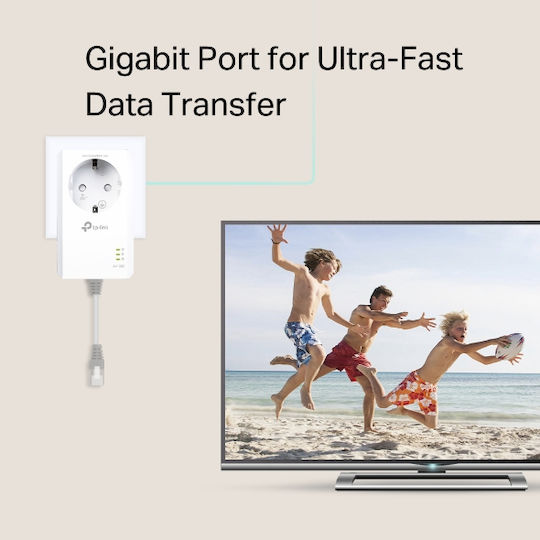 TP-LINK TL-PA7019P KIT v1 Powerline Διπλό για Ενσύρματη Σύνδεση με Passthrough Πρίζα και Θύρα Gigabit Ethernet