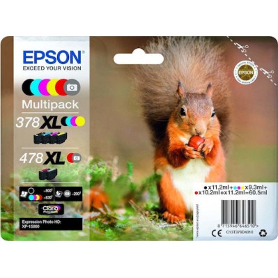 Epson 478XL Γνήσιο Πακέτο 6 Μελανιών Εκτυπωτή InkJet Photo Γκρι / Κίτρινο / Κυανό / Κόκκινο / Ματζέντα / Μαύρο (C13T379D4010)