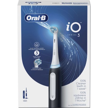 Oral-B Io Series 3 Ηλεκτρική Οδοντόβουρτσα με Αισθητήρα Πίεσης και Θήκη Ταξιδίου Black