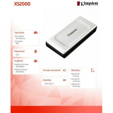 Kingston XS2000 USB-C Εξωτερικός SSD 4TB 1.8