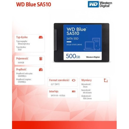 Western Digital SA510 SSD 500GB τύπου 2.5'' με σύνδεση SATA III WDS500G3B0A