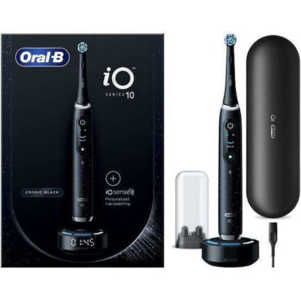 Oral-B iO Series 10 Ηλεκτρική Οδοντόβουρτσα Μπαταρίας με Χρονομετρητή, Αισθητήρα Πίεσης και Θήκη Ταξιδίου Μαύρη