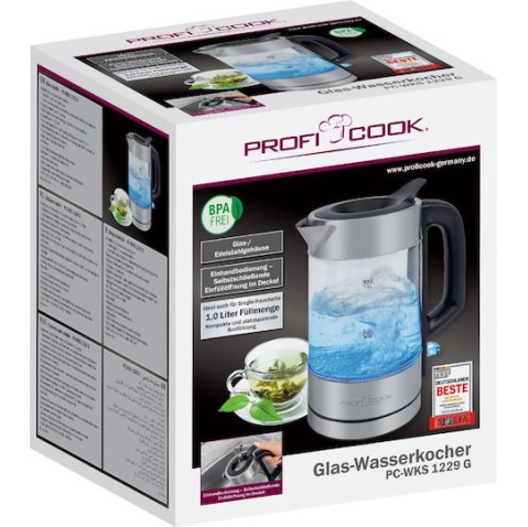 Profi Cook PC-WKS 1229 G Βραστήρας 1lt 1600W Ασημί