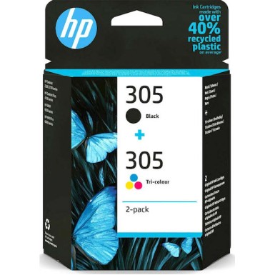HP 305 Γνήσιο Πακέτο 2 Μελανιών Εκτυπωτή InkJet Πολλαπλό (Color) / Μαύρο (6ZD17AE)