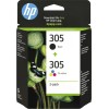 HP 305 Γνήσιο Πακέτο 2 Μελανιών Εκτυπωτή InkJet Πολλαπλό (Color) / Μαύρο (6ZD17AE)