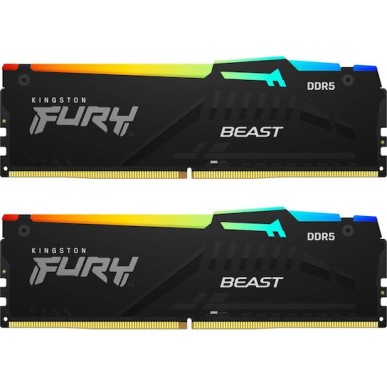 Kingston Fury Beast RGB DDR5 32GB RAM με 2x16GB Modules και Ταχύτητα 5600 για Desktop