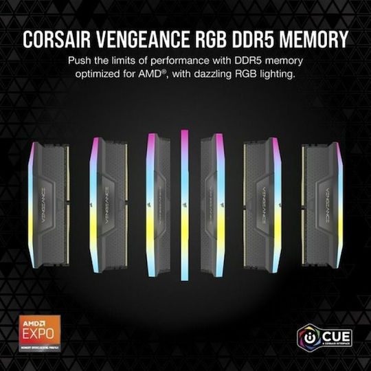 Corsair Vengeance RGB DDR5 32GB RAM με 2x16GB Modules και Ταχύτητα 6000 για Desktop