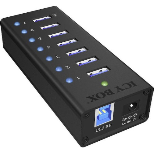 Icy Box USB 3.0 Hub 7 Θυρών με σύνδεση USB-A και Εξωτερική Παροχή Ρεύματος