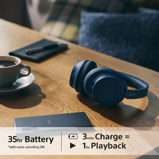 Sony WH-CH720N Ασύρματα / Ενσύρματα Over Ear Ακουστικά με 35 ώρες Λειτουργίας και Quick Charge Μπλε