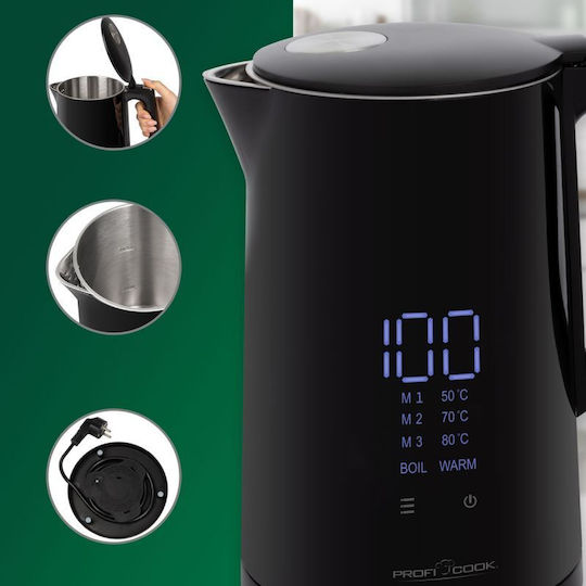 Profi Cook Βραστήρας 1.7lt 2200W Μαύρος