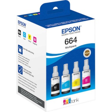 Epson 664 Γνήσιο Πακέτο 4 Μελανιών Εκτυπωτή InkJet Κίτρινο / Κυανό / Ματζέντα / Μαύρο (C13T664640)