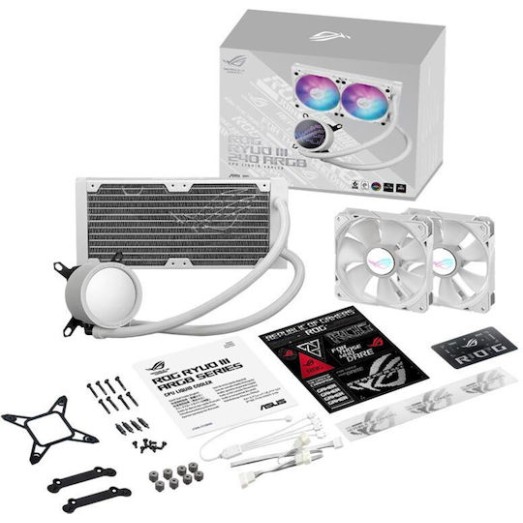 Asus ROG Ryuo III 240 ARGB Υδρόψυξη Επεξεργαστή Διπλού Ανεμιστήρα 120mm για Socket AM4/AM5/1700/1200/115x Λευκή