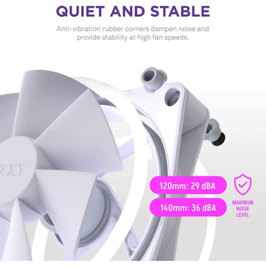 NZXT F120 RGB Duo Case Fan με Σύνδεση 4-Pin PWM Λευκό
