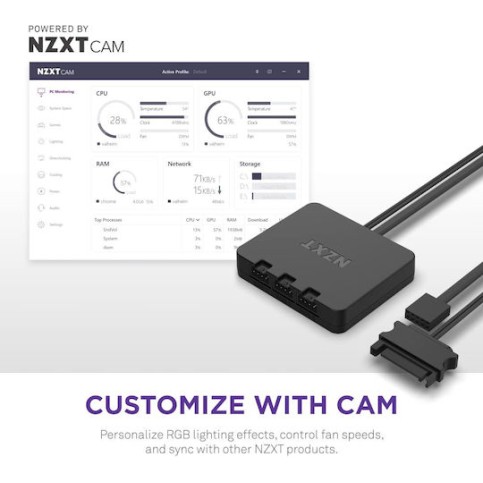 NZXT F120 RGB Duo Case Fan με Σύνδεση 4-Pin PWM 3τμχ