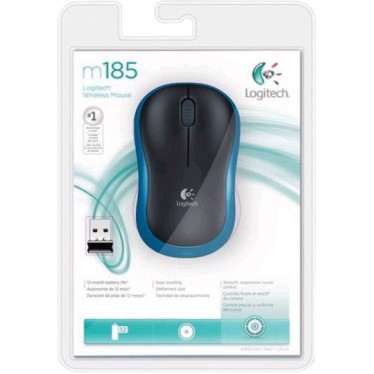 Logitech M185 Ασύρματο Mini Ποντίκι Black/Blue