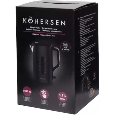 Kohersen Modern Βραστήρας 1.7lt 3000W Μαύρος
