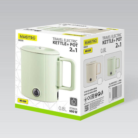 Maestro Βραστήρας Ταξιδίου 800ml 600W Πράσινος