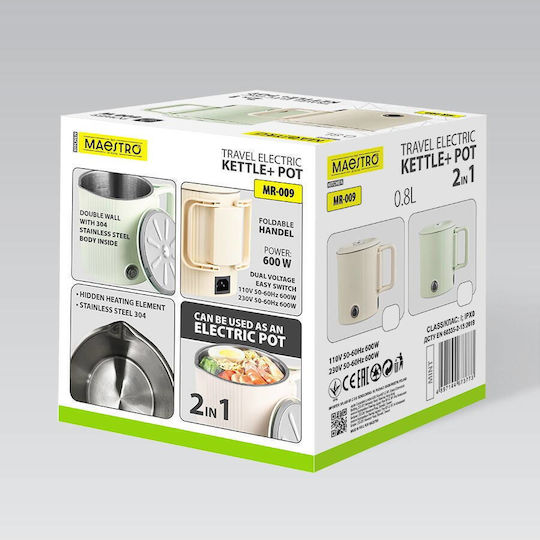 Maestro Βραστήρας Ταξιδίου 800ml 600W Πράσινος