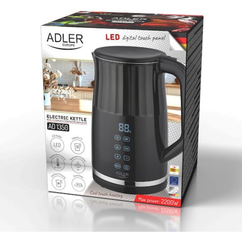 Adler Βραστήρας 1.7lt 1850W Μαύρος