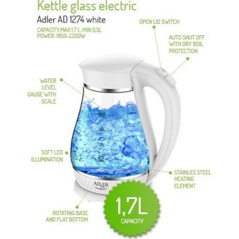 Adler Βραστήρας 1.7lt 2200W Λευκός