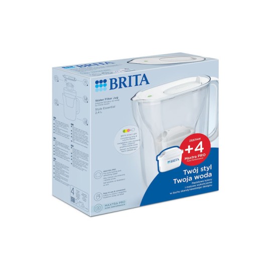 Brita Style Essential Κανάτα Σερβιρίσματος Πλαστική White με Φίλτρο 2400ml