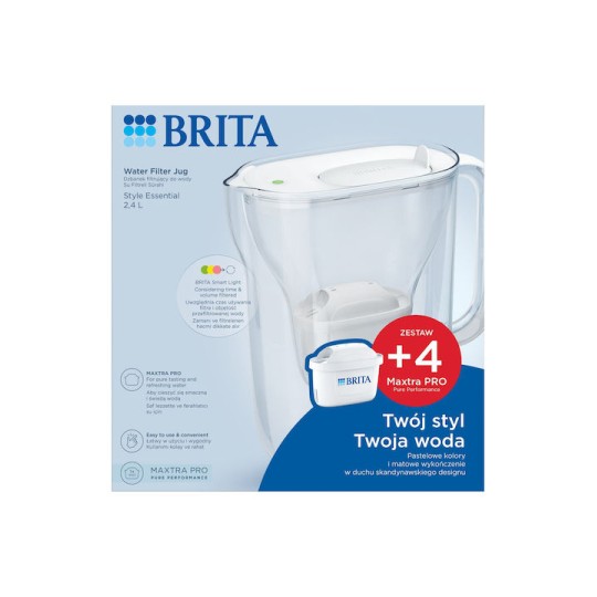 Brita Style Essential Κανάτα Σερβιρίσματος Πλαστική White με Φίλτρο 2400ml