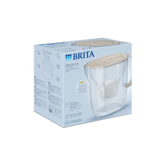Brita Style Essential Xl Sandy + Mx Pro Pure Κανάτα Σερβιρίσματος Πλαστική με Φίλτρο 3600ml