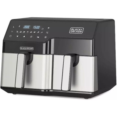 Black & Decker Air Fryer με Διπλό Αποσπώμενο Κάδο 9lt Μαύρο ES9730090B