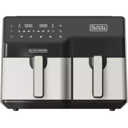 Black & Decker Air Fryer με Διπλό Αποσπώμενο Κάδο 9lt Μαύρο ES9730090B