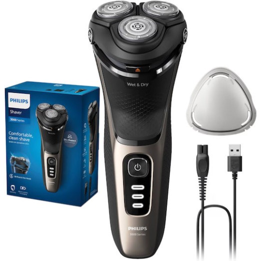 Philips Series 3000 Περιστρεφόμενη Ξυριστική Μηχανή Προσώπου Επαναφορτιζόμενη