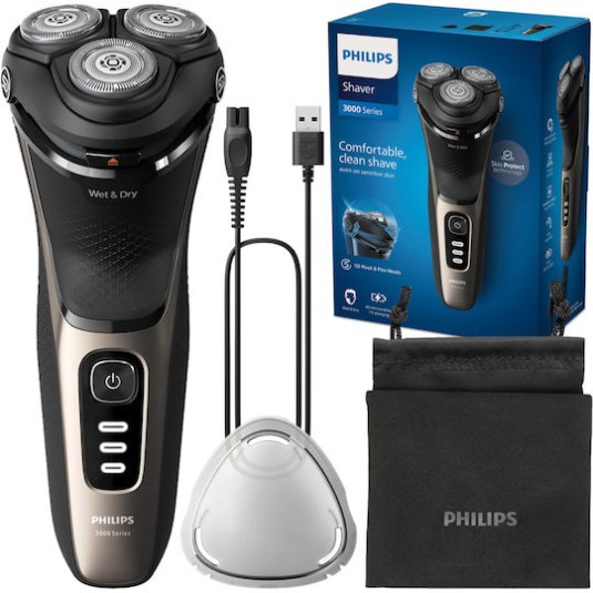 Philips Series 3000 Περιστρεφόμενη Ξυριστική Μηχανή Προσώπου Επαναφορτιζόμενη