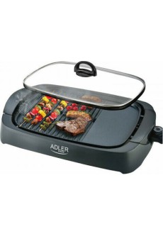 Adler AD-6610 Επιτραπέζια Ηλεκτρική Ψησταριά Σχάρας και Λείας Πλάκας 3000W με Καπάκι και Ρυθμιζόμενο Θερμοστάτη 40x30εκ.