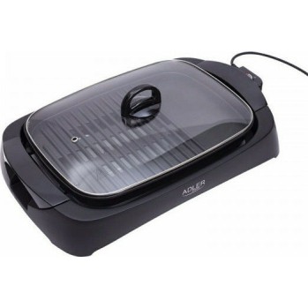 Adler AD-6610 Επιτραπέζια Ηλεκτρική Ψησταριά Σχάρας και Λείας Πλάκας 3000W με Καπάκι και Ρυθμιζόμενο Θερμοστάτη 40x30εκ.