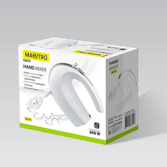 Maestro Μίξερ Χειρός 600W Λευκό