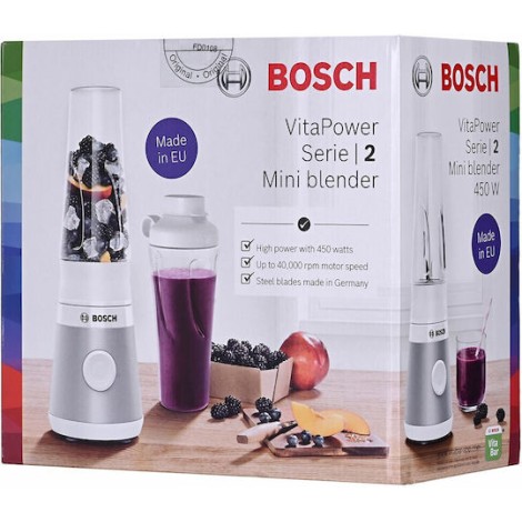 Bosch Serie 2 Personal Μπλέντερ με Κανάτα Tritan 600 ml 450W Ασημί