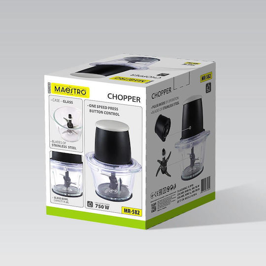 Maestro Πολυκόπτης Multi 750W με Δοχείο 1.2lt Μαύρος