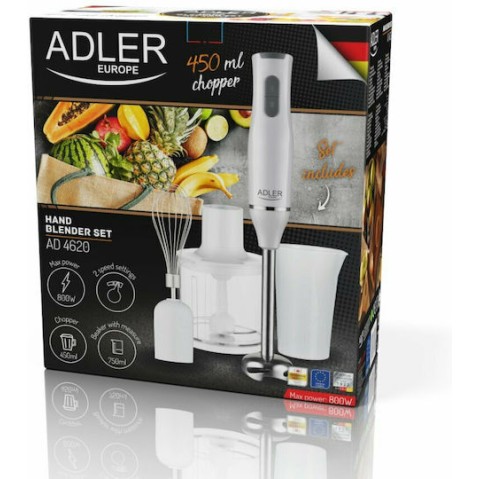 Adler Ραβδομπλέντερ με Ανοξείδωτη Ράβδο 800W Λευκό