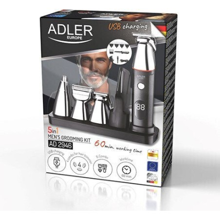 Adler Σετ Επαναφορτιζόμενης Κουρευτικής Μηχανής Γκρι AD 2946