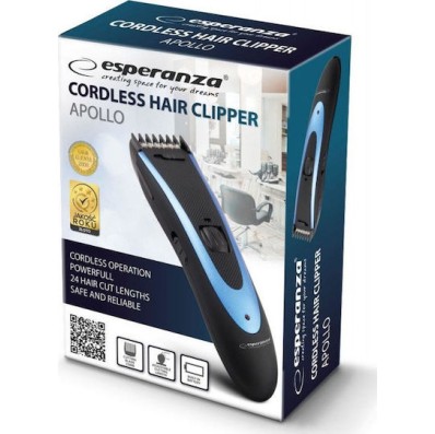 Esperanza Apollo Επαναφορτιζόμενη Κουρευτική Μηχανή Black/Blue EBC004