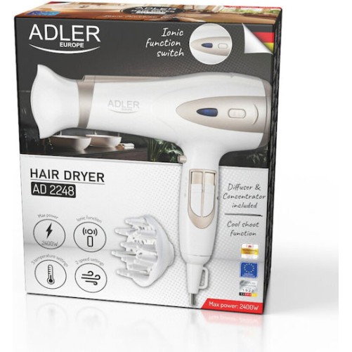 Adler Ionic Πιστολάκι Μαλλιών με Φυσούνα 2200W
