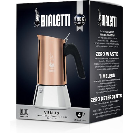 Bialetti Venus New Μπρίκι Espresso 6cups Inox Copper