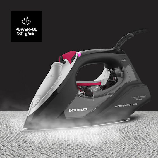 Taurus Geyser Eco Easy 2800 Σίδερο Ατμού 2800W με Κεραμική Πλάκα και Συνεχόμενη Παροχή Ατμού 40gr/min