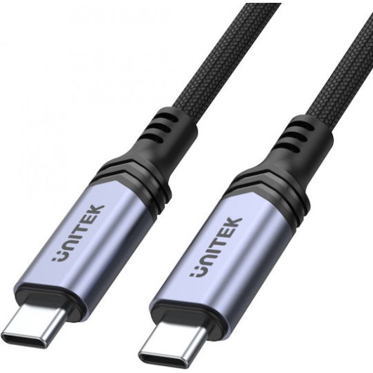 Unitek Braided USB 3.1 Cable USB-C male - USB-C 240W Μαύρο 2m (C14110GY-2M)